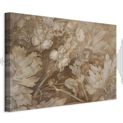 Leinwandbild - Floral Ornaments Carved in Delicate Sepia and Brown Shades