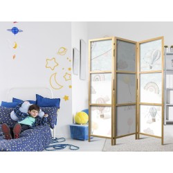 Japanischer Paravent - Balloons in the Sky - Balloons in Pastel Colors Flying Through a Cloudy Sky - Among Rainbows and 