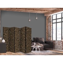 Paravent - Dense Vegetation - Botanical Patterns in Illustrative Style Brown