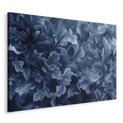 Leinwandbild - Abstract Ornaments Dark Blue Victorian Leaves