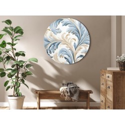 Rundes Bild - Baroque Ornaments in Light Cream-Blue Hues