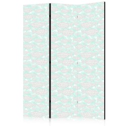 Paravent - Minimalist Fish - Fish of Grey Dots on a Crystal Clear Water Surface in Mint Green Colors