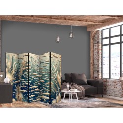 Paravent - Life in The Ocean - Underwater World of Fish And Vegetation in Beige And Navy Colors in Retro Style