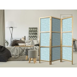 Japanischer Paravent - Sketch - Outline of an Airplane in White on a Turquoise Background