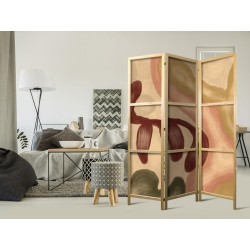 Japanischer Paravent - Worn Figures - Shapes in Lime Wash Technique in Warm Colors