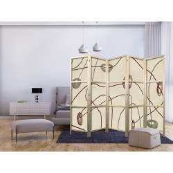 Japanischer Paravent - Bead Labyrinth - Minimalist Abstraction on a Worn Background