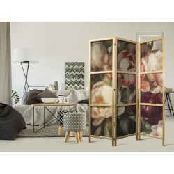 Japanischer Paravent - Blooming Peonies - Charismatic Flowers Bathed in Sunlight