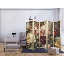 Japanischer Paravent - Blooming Peonies - Charismatic Flowers Bathed in Sunlight