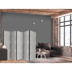 Paravent - Cosmic Fireworks - Elegant Pattern with Moons and Stars on a Gray Background