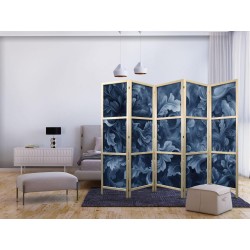 Japanischer Paravent - Abstract Ornaments - Dark Blue Victorian Leaves