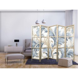 Japanischer Paravent - Baroque Ornaments in Light - Cream-Blue Colors