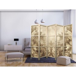 Japanischer Paravent - Stone Baroque Ornaments in Light Shades of Gray-Blue