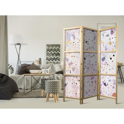 Japanischer Paravent - Confetti-Style Terrazzo - Purple-Pink - Colorful Pattern