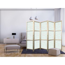 Japanischer Paravent - Minimalist Fish - Fishes From Grey Dots Against a Crystal Sheet of Water in Mint Green Colors