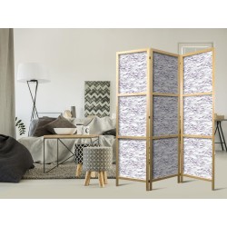 Japanischer Paravent - Fish in Muted Colors - Shoal of Small Fish in Light Violet and Delicate Pink on a Background of G