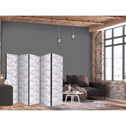 Paravent - Fish in Muted Colors - a School of Small Fishes in Light Purple And Delicate Pink Against Grey Waves