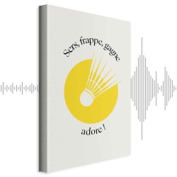 Leinwandbild - Badminton Shuttlecock on a Yellow Circle Background