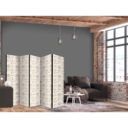 Paravent - Beige Shades of Nature - Flowers and Butterflies on a White Background - Illustration