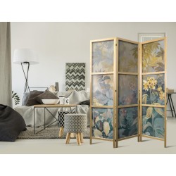 Japanischer Paravent - Tapestry Pattern with Meadow and Flowers - Kilim with a Spring Motif