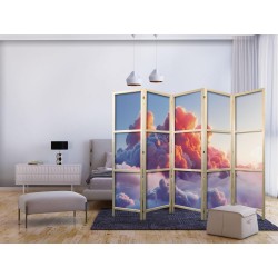 Japanischer Paravent - Twilight Spectacle: Clouds in Shades of Pink and Violet