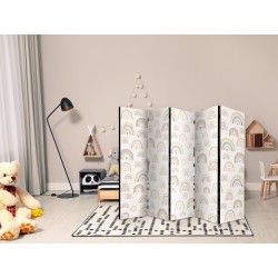 Paravent - Spring - Pastel Rainbows on a Rainy Day with Hearts