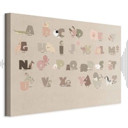 Leinwandbild - Alphabet at the Zoo - Joyful Animals and Their Names on a Beige Background