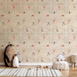 Tapete - Soccer Game - Illustration of soccer players in action on the field