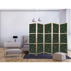 Japanischer Paravent - Dense Vegetation - Botanical Patterns in Illustrative Style Green