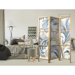 Japanischer Paravent - Baroque Ornaments in Light - Cream-Blue Colors