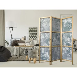 Japanischer Paravent - Ornaments in Worn Muted Turquoises - Delicate Plant Pattern