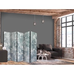 Paravent - Ornaments in Rubbed Faded Turquoise - Delicate Floral Pattern