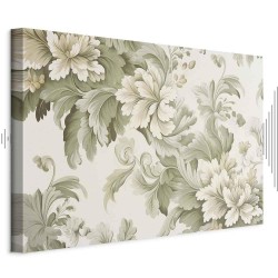 Leinwandbild - Retro Vintage Flowers in Delicate Cream and Green Colors