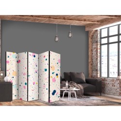 Paravent - Dots - Spots and Splashes Multicolored - Cheerful Pattern on a Light Pink Background