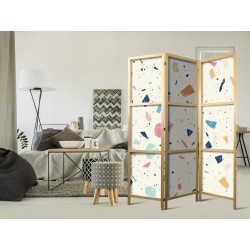 Japanischer Paravent - Terrazzo with Multicolored - Large Elements - Cheerful Pattern on a Light Background