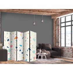 Paravent - Terrazzo with Multicolored - Large Elements - Cheerful Pattern on a Light Background