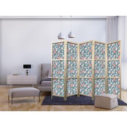 Japanischer Paravent - Oriental Pond - a Cluster of Japanese Fish Swimming in Crystal Clear Water with Flashes of Light