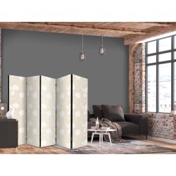 Paravent - Fish and Water Lilies - Bright Oriental Fish Swimming Among Water Flowers on a Delicate Sand-Beige Background