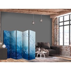 Paravent - Schools of Fish - Luminous Clusters of Fish in Blue Colors Among Sea Depths