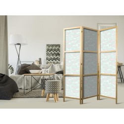 Japanischer Paravent - Minimalist Fish - Fish from Gray Dots on the Crystal Clear Water Surface in Mint Green