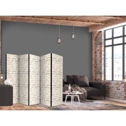 Paravent - Fish in Beige Tones - Various Species of Fish in Beige-Brown Colors Presented in Vintage Style on a Light Bac