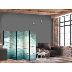 Paravent - Escaping Fish - Very Fast Swimming Fishes in Muted Colors Among Sea Depths