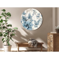 Rundes Bild - Turquoise Flowers in Retro Ambience Floristic Ornaments
