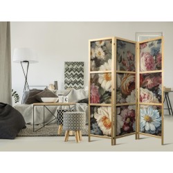 Japanischer Paravent - Scent of Nature - Beautiful Garden Flowers in Pastel Colors