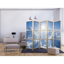 Japanischer Paravent - Heavenly Calm: Warm Rays of the Sun