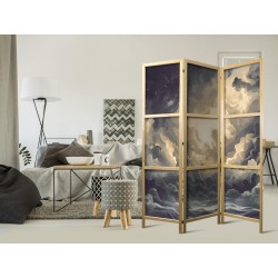 Japanischer Paravent - Epic Light Play: The Sun Battling for Dominance Over the Clouds