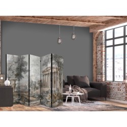 Paravent - Antique Landscape - Greek Temple on a Hill Among Lush Vegetation