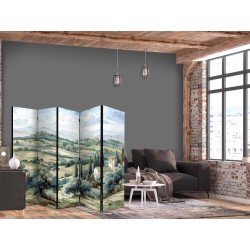 Paravent - Landscape with Green Fields and Trees - Tuscan Sunny View