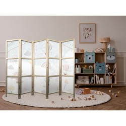 Japanischer Paravent - Balloons in the Sky - Balloons in pastel colors flying through a cloudy sky - among rainbows and 