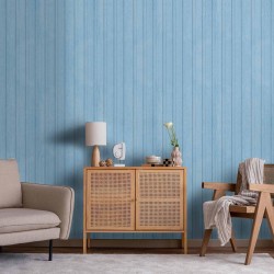 Tapete - Blue Panels - Wooden planks in a pastel blue shade