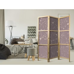 Japanischer Paravent - Night Sky - Artistic Constellations and Stars in Pastel Shades